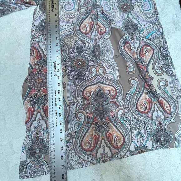 Joan Vass Studio Womens Size Large Paisley Print Roll-Tab Sleeve Tunic Shirt Top - Picture 9 of 9